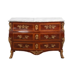 Louis XV style marbletop bombe chest