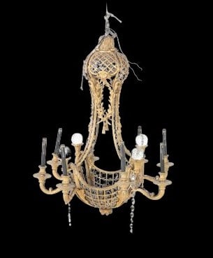 French style gilt metal hanging chandelier (1 of 15)