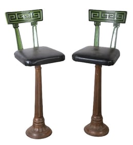 Pair Fornasetti style bar stools