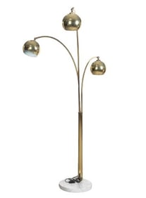 Italian Modern brass and marble Arc floor lamp