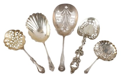 (5) Sterling silver serving utensils, 10.65 TO