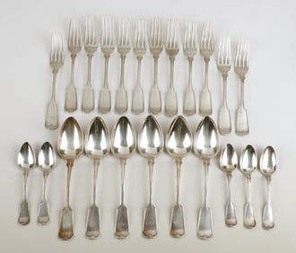(23) Pieces Farr & Thompson coin silver flatware