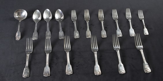 (16) Pieces of sterling flatware with shell handles