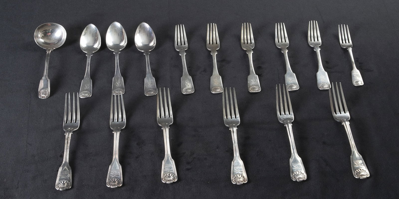(16) Pieces of sterling flatware with shell handles (1 of 4)