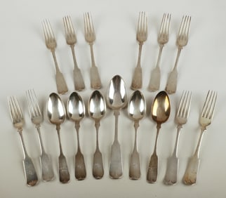 (16) Pieces of sterling fiddleback flatware