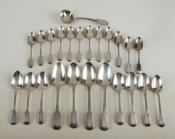 (24) Sterling silver fiddleback spoons