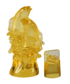 (2) Tittot Crystal Koi Sculptures