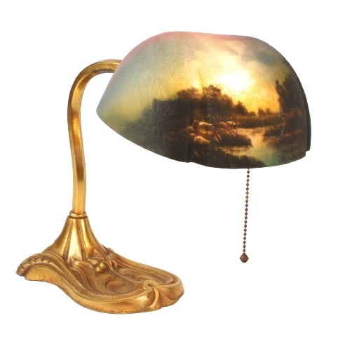 Pittsburgh Reverse Painted Desk Lamp (1 of 6)