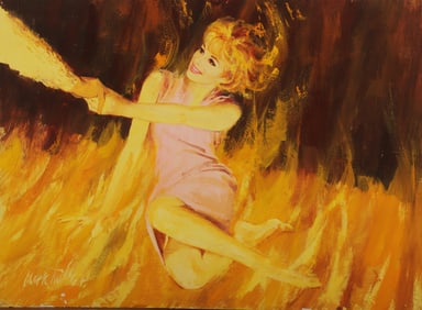 Mark Miller Girl in Pink Dress Illustration