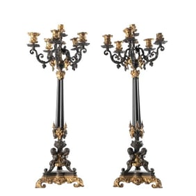 French Neoclassical Style Gilt Candelabra Pair