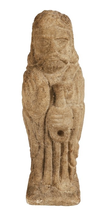 Romanesque or Grand Tour figure of Saint Peter: Romanesque or Grand Tour carved stone figure of Saint Peter, 6-1/8" h