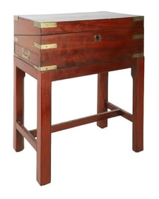 Brass bound portable writing desk on stand