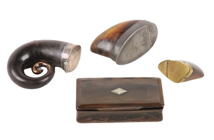 (4) Antique Horn Snuff Boxes