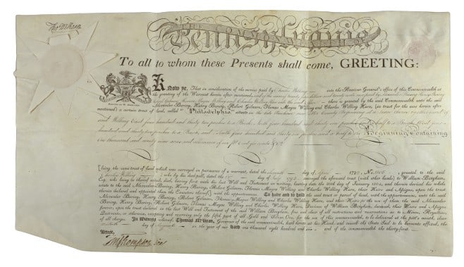 An 1806 Pa. land grant signed by Thomas McKean (1 of 6)