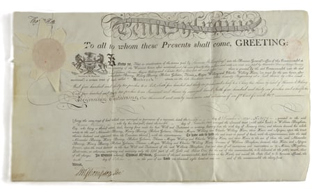 An 1806 Pa. land grant signed by Thomas McKean