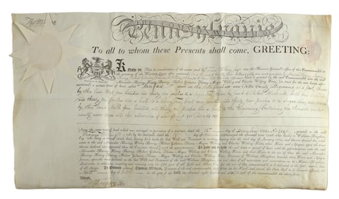 An 1806 Pa. land grant signed by Thomas McKean