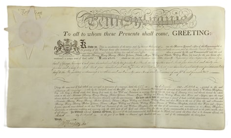 An 1806 Pa. land grant signed by Thomas McKean