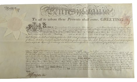 An 1806 Pa. land grant signed by Thomas McKean