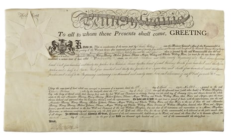 An 1806 Pa. land grant signed by Thomas McKean