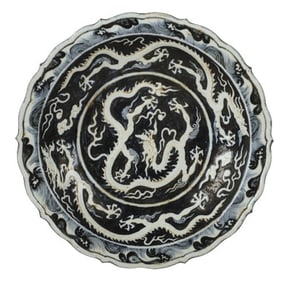 Chinese Ming style blue and white shallow bowl