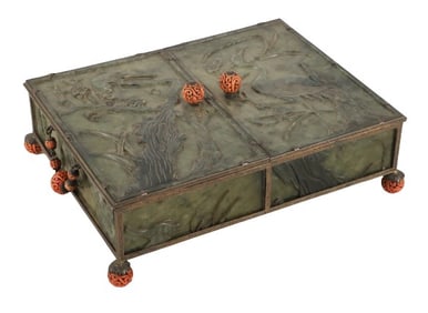 Edward L. Farmer Sterling, Coral and Hardstone Box