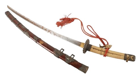 Antique Japanese Samurai Sword Katana with Tsuba