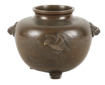 Japanese bronze mixed metal vase