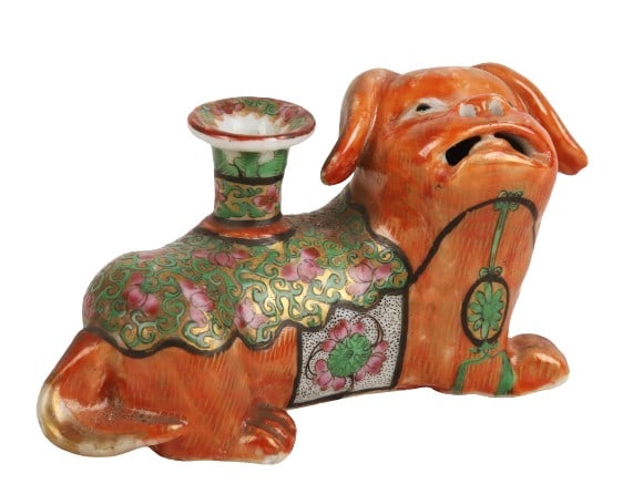 Chinese Famille Rose foo dog joss stick holder (1 of 8)