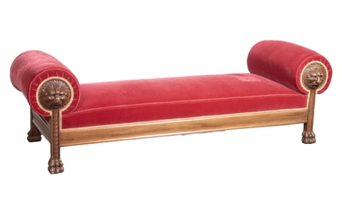 Victorian carved walnut upholstered long bench