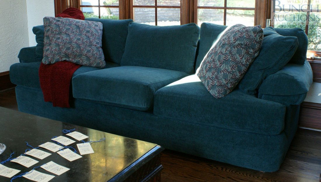 Bernhardt three seated sofa and matching sectional: Bernhardt three seated sofa and matching sectional love seat in teal green