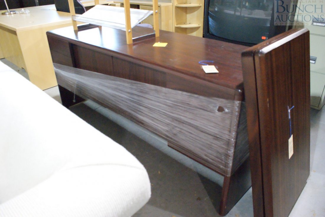 Simulated wood grain credenza, 4 drawers, 2 doors: Simulated wood grain credenza, 4 drawers, 2 doors