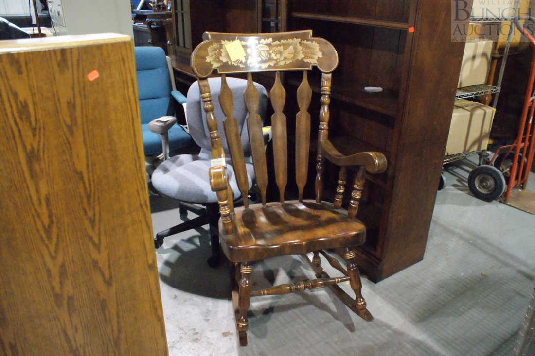 Large stencil decorated rocker: Large stencil decorated rocker