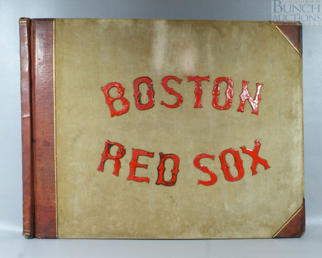 Large Boston Red Sox Album cover, enameled metal: Large Boston Red Sox Album cover, enameled metal letters, some chipped and touched up, 23-1/2" x 30"
