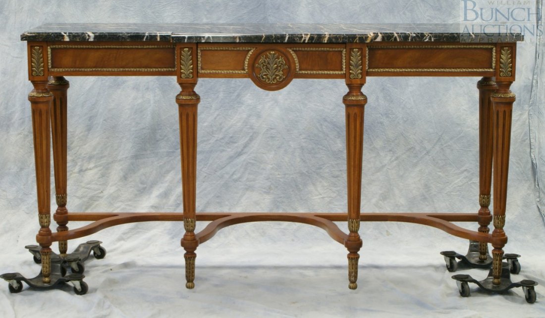 Louis XVI style marble top credenza 68" l, 19": Louis XVI style marble top credenza 68" l, 19"d, 36"t