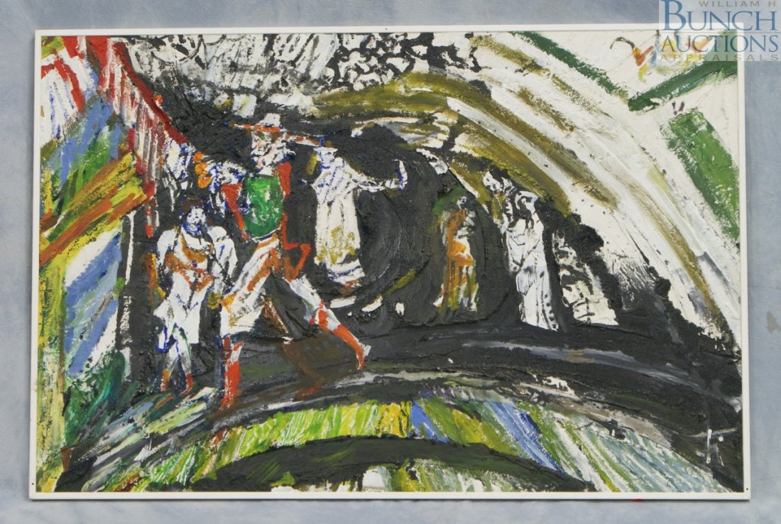 Richard Kurt Fischer, Austrian, 1913-1999, o/bo: Richard Kurt Fischer, Austrian, 1913-1999, o/board, Freiheitskaempfer", 27" x 40 1/2"