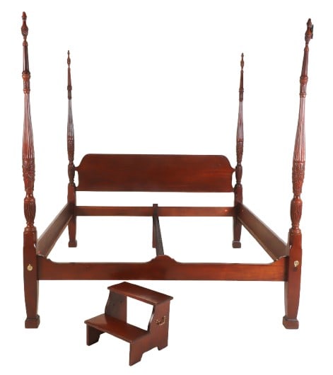 Cherry California king/standard king rice carved bed (1 of 6)