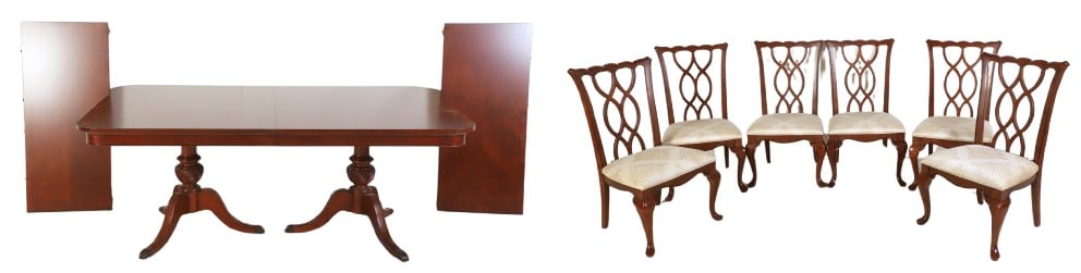 Thomasville Regency style dining table, (6) side chairs (1 of 9)