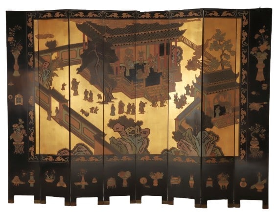 Asian style 8-panel Coromandel screen (1 of 9)
