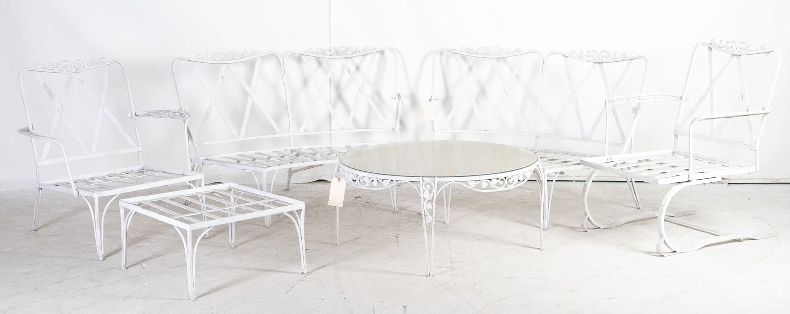 (5) pc Woodard style painted patio seating set (1 of 5)