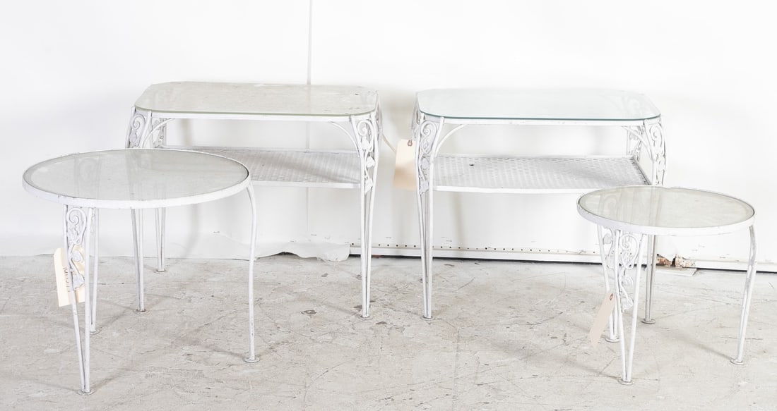 (4) Woodard style painted patio side tables (1 of 4)