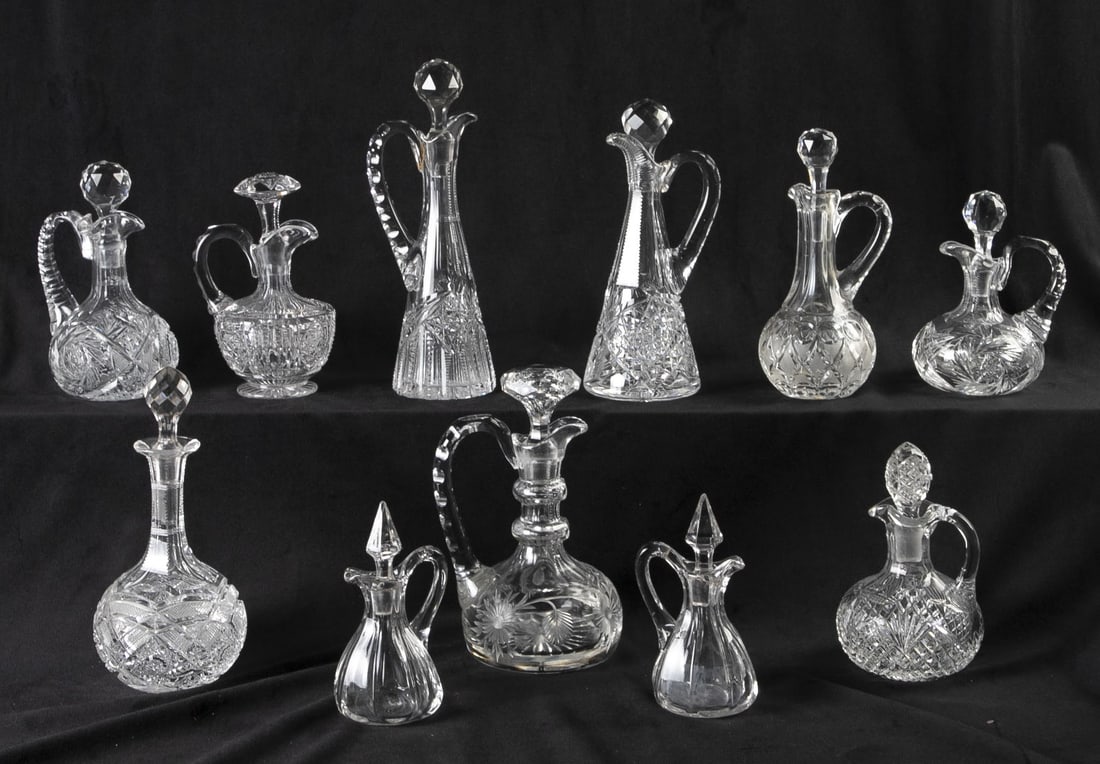 (11) ABCG cut glass cruets with stoppers (1 of 6)