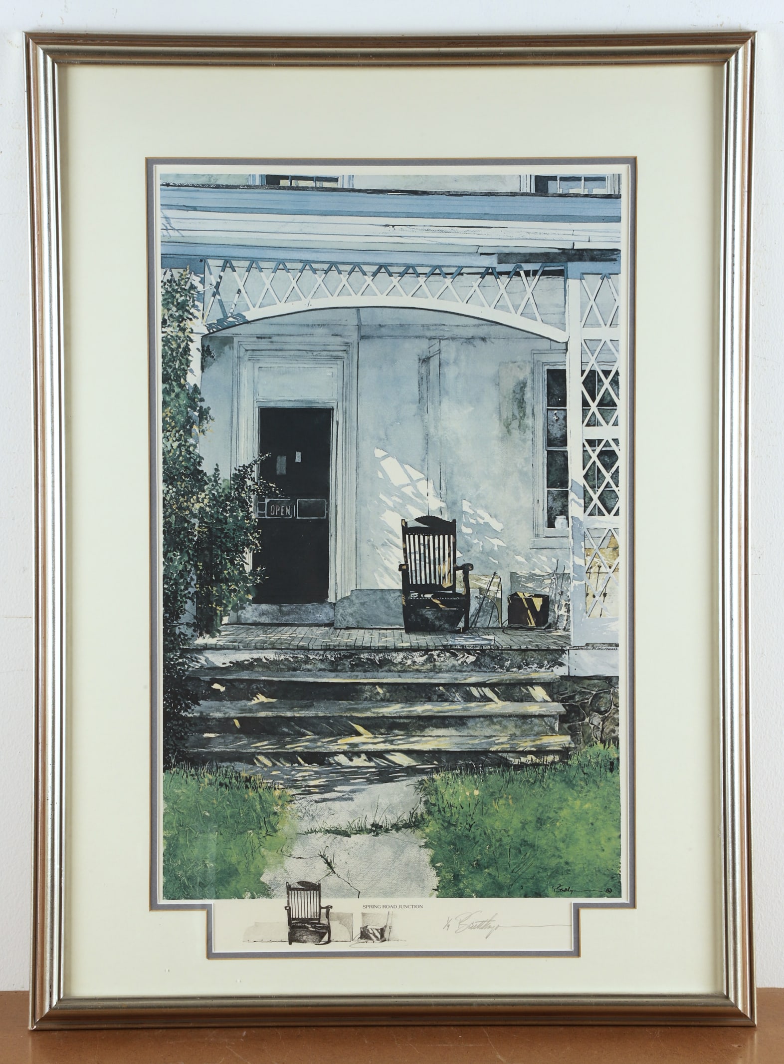 Peter Sculthorpe Signed Lithograph with Remarque: Peter Sculthorpe, American (b 1948) Signed Lithograph with Remarque "Spring Road Junction", offset lithograph with pencil remarque drawing, signed "P. Sculthorpe", edition 1/9, 26" x 16 1/2" main imag