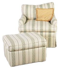 Contemporary upholstered lounge chair w/ ottoman