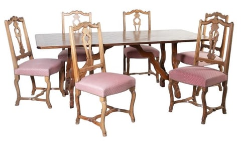 (7) pc Country French style carved dining set