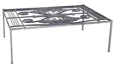 Pierced scrolled iron coffee table