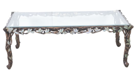 Branch form and vine glass top coffee table