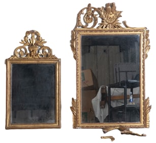 (2) Italian style carved gilt hanging wall mirror