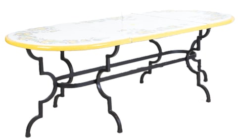 Iron and terracotta dining table