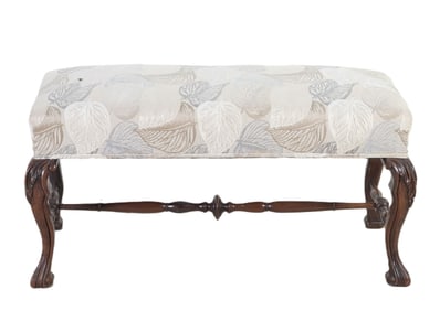 Chippendale style upholstered window bench