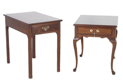 Louis A Irion Jr Chippendale style mahogany one drawer side table, Queen Anne style Council mahogany